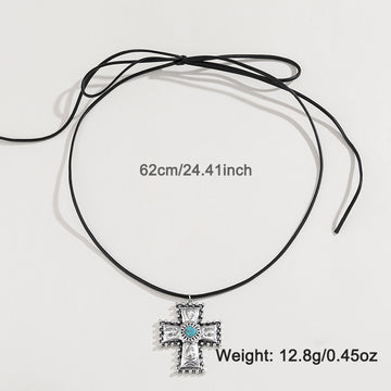 Personalized Turquoise Wax Rope Necklace Embossed