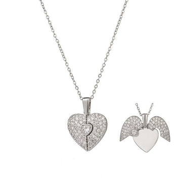 Women'S Heart Opening Closing Necklace Wings