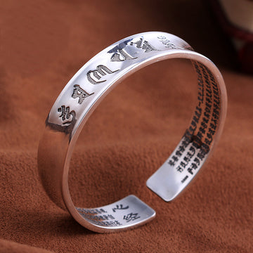 Silver Jewelry Retro Six Character True Bracelet