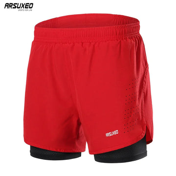 Men's 2-in-1 Running Shorts for Outdoor Sports Training and Gym Exercise