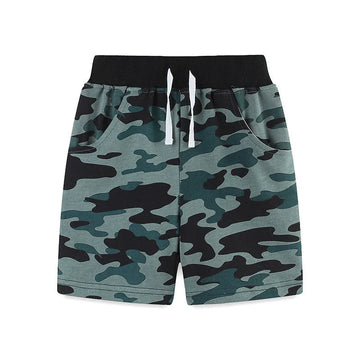 Summer Baby Kids Cartoon Sports Pattern T-Shirt and Camouflage Shorts Set
