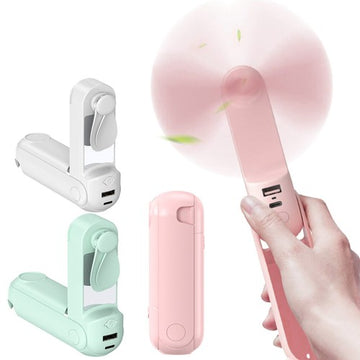 Handheld Mini Fan 5 in 1 Portable Rechargeable Fan Power Bank Flashlight Mirror