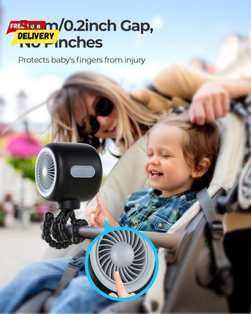 Portable Stroller Fan with Flexible Tripod Clip-On Car Seat Fan for Infants