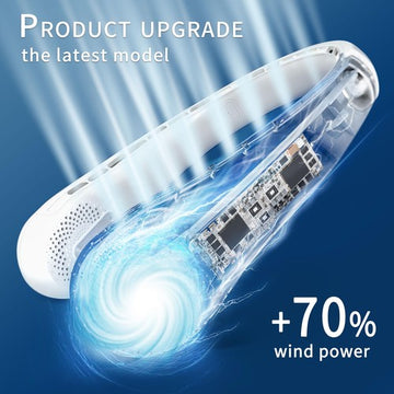 FrSara Portable Neck Fan Strong Wind Adjustable 360 Degree Cooling Super Quiet No Blade Design