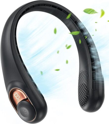 Portable Neck Fan Rechargeable 5200mAh Battery Operated Bladeless Wearable Fan with LED Display for Home Office Outdoor and Fitness