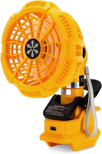Portable Workshop Desk Fan Jobsite Fan for Dewalt Battery Outdoor Clip-on Fan USB Battery Operated Fan for Camping and Traveling High-Velocity Industrial Fan