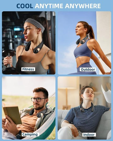 Portable Neck Fan Rechargeable 5200mAh Battery Operated Bladeless Wearable Fan with LED Display for Home Office Outdoor and Fitness
