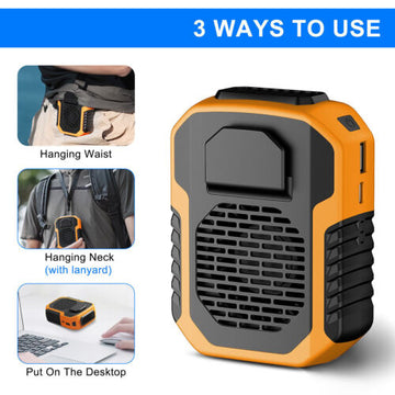 Portable Cooling Fan Personal Waist Clip Fan 6000mAh USB Rechargeable Multi-Function Fan