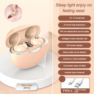 Wireless TWS Mini Earbuds Invisible Sleep Headphones Bluetooth 5.3 Magnetic Charging Case