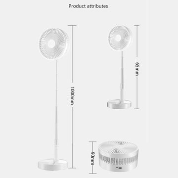 Portable Stand Fan Folding Pedestal USB Rechargeable Telescopic Table Floor Fan