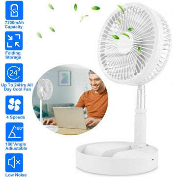 Portable Stand Fan Folding Pedestal USB Rechargeable Telescopic Table Floor Fan