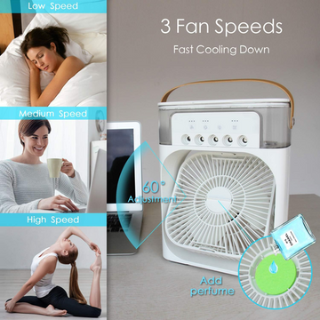 Portable Mini Fan Air Conditioner Humidifier Cooling Fan Hydro Coolant Fan USB Spray Fan 600ml Water Tank